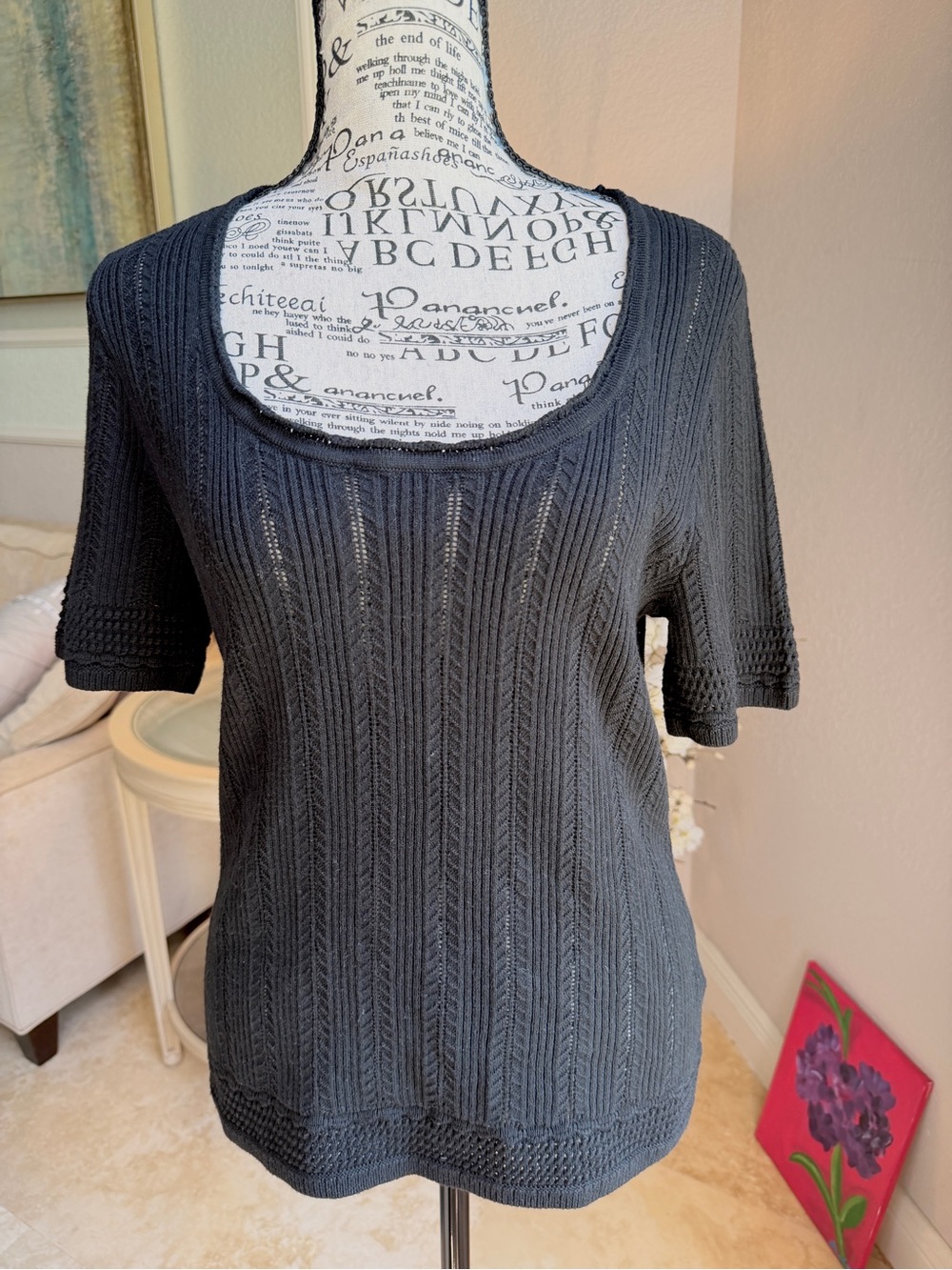 GAP Black Scoop Neck Short Sleeve Knit Top